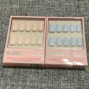 Glamnetic Nude and Blue Press-On Nails